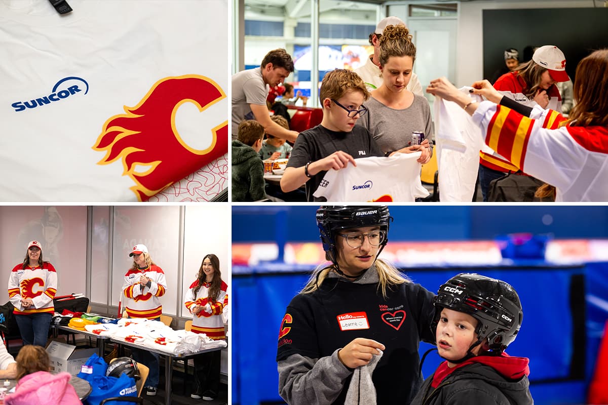 Un collage de photos présentant les initiatives communautaires commanditées par Suncor.