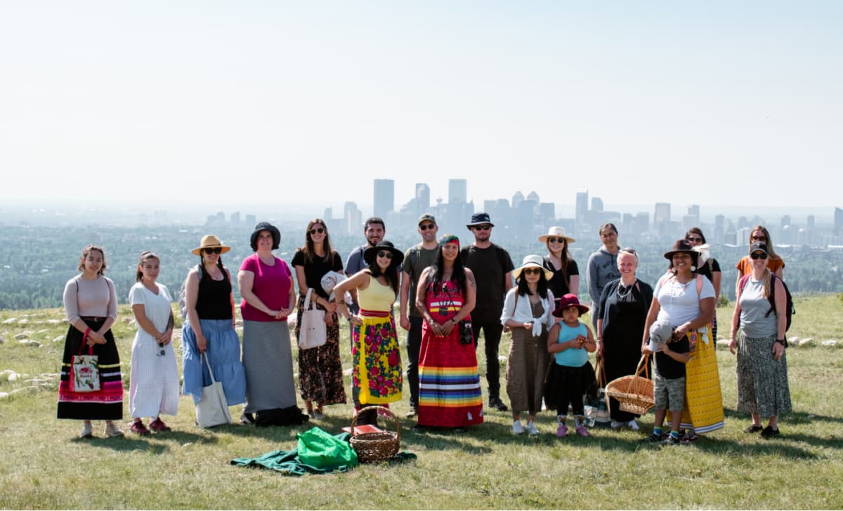 Journeys members gather on Nose Hill in Calgary to harvest traditional Indigenous medicine and learn Blackfoot teachings at the Nose Hill Siksikaitsitapi Medicine Wheel.