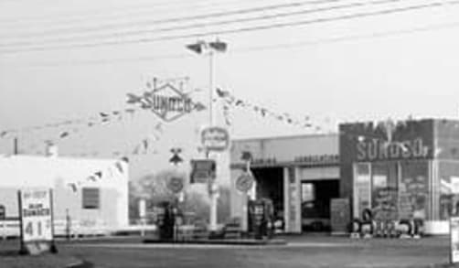 A Sunoco station is pictured in the early 1950s.