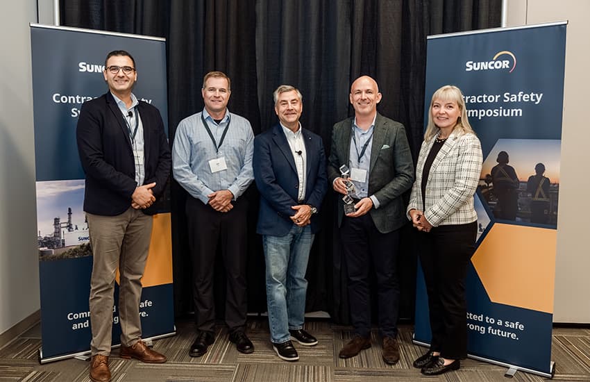 Leaders from Suncor Energy and Frontier Petroleum pose for a photo at the September 2026 Contractor Safety Symposium in Fort McMurray, Alberta.